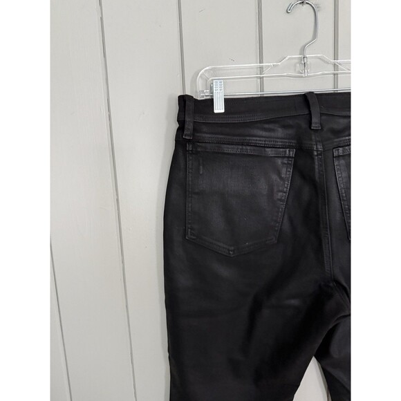 7 For All Mankind Darted Boyfriend Coated Jogger Pants 32 High Waisted Black - Picture 9 of 11
